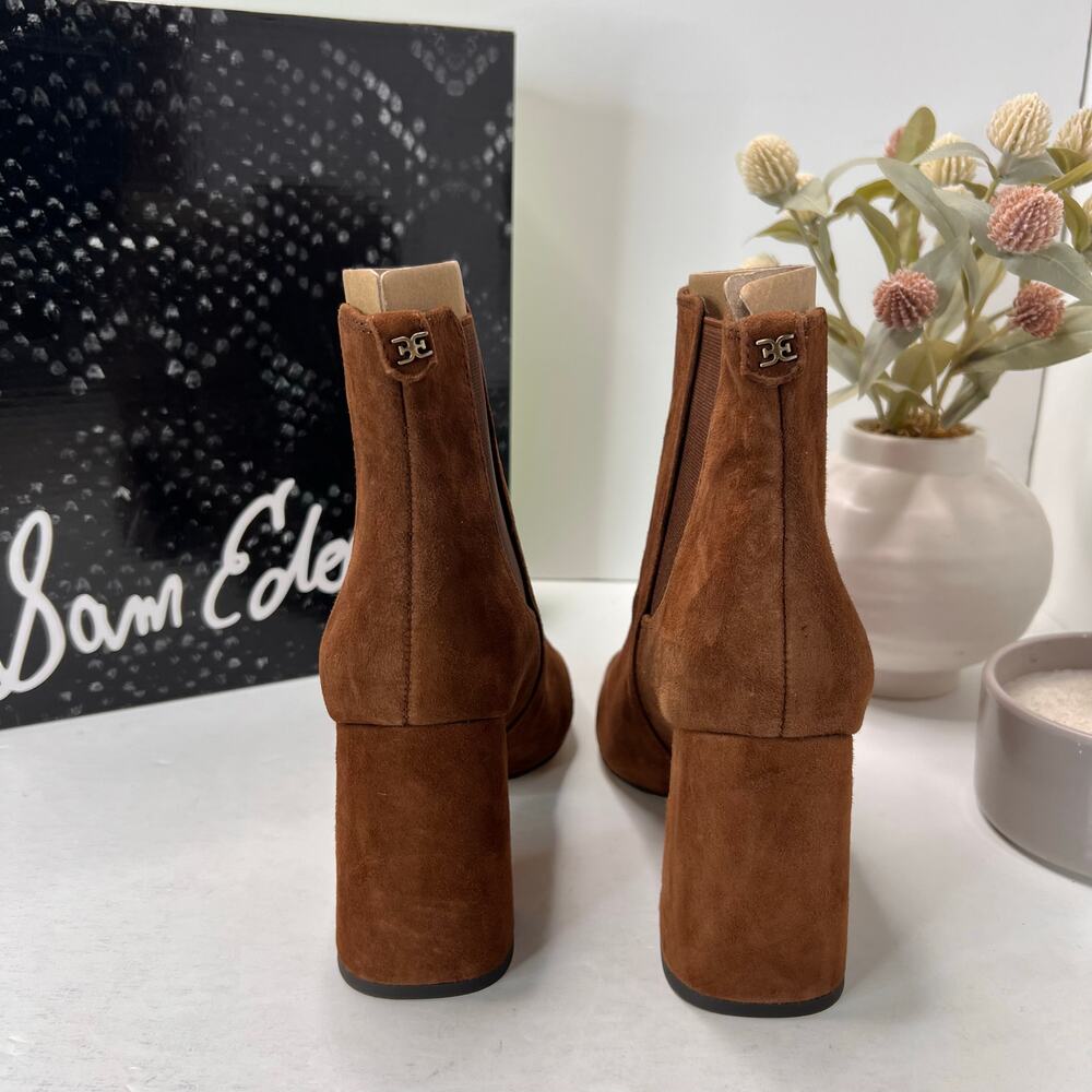 Sam Edelman Chiara Chunky Heel Suede Chelsea Boot Coconut Women's 9 M NWB - Picture 4 of 11